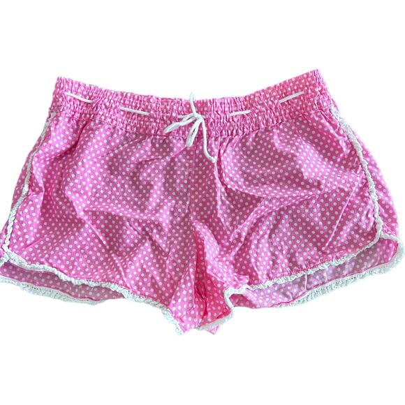 NWOT Victoria’s Secret PINK Cotton Pink w White Polka Dots Sleep Shorts Medium - Picture 1 of 3